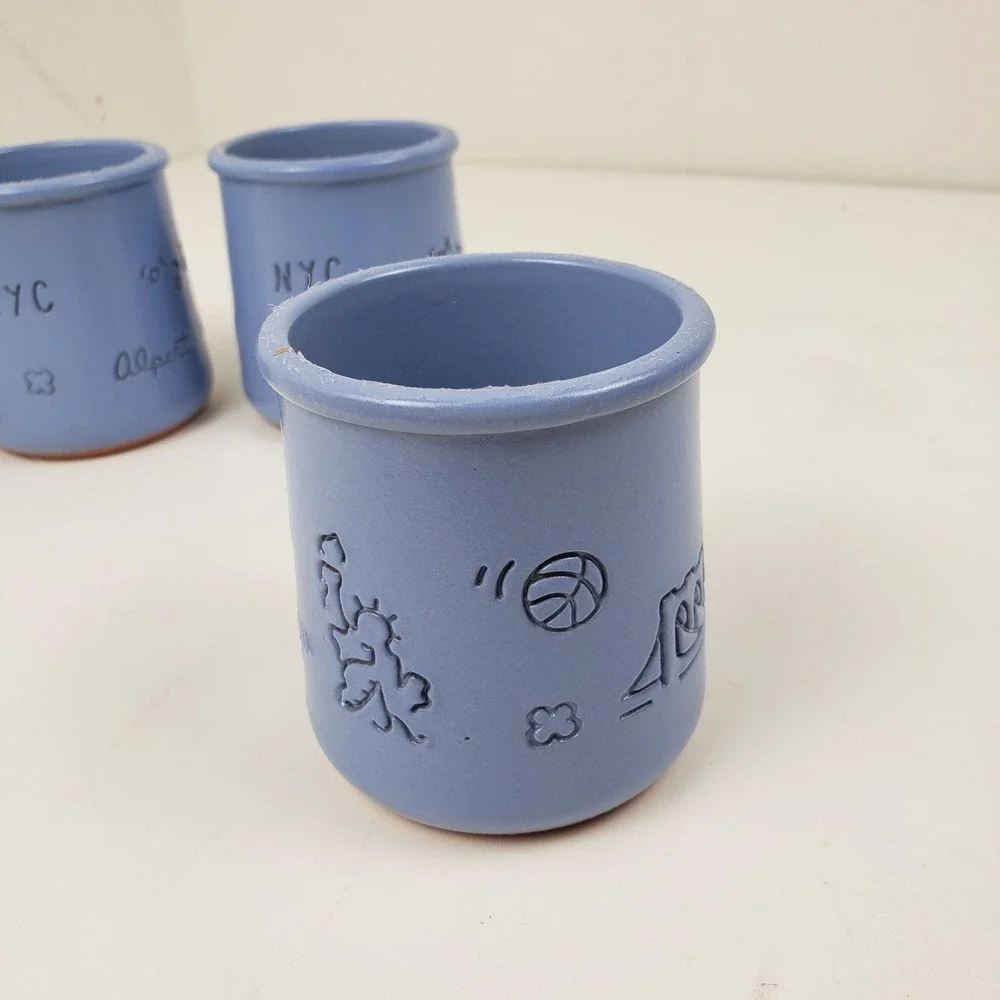 La Fermiere x Alex Alpert Limited Edition NYC Yogurt Pots Blue Set of 4 Jars